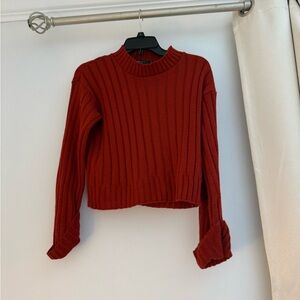 Red Ribbed Knit Sweater